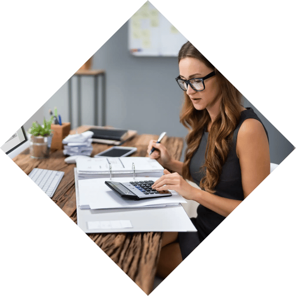 Accountant organising the finances of a client, keeping track of expenses through a cloud accounting system.